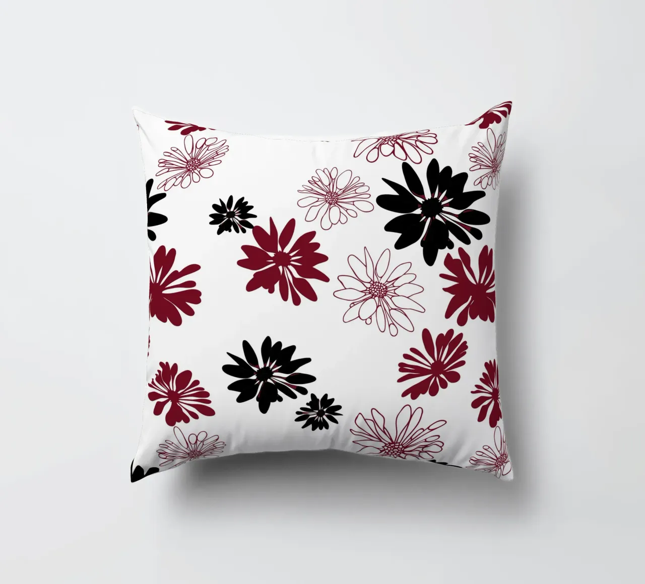 Bloom Boom Colour Splash White Black Red cuscino da Kate Westworth