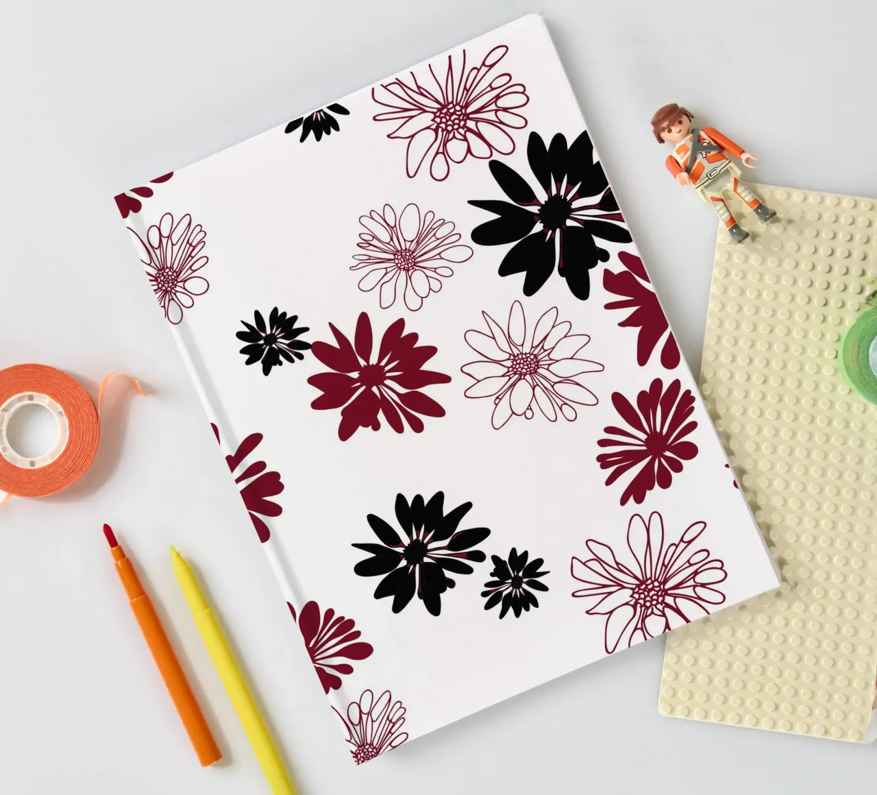 Bloom Boom Colour Splash White Black Red notebook by Kate Westworth