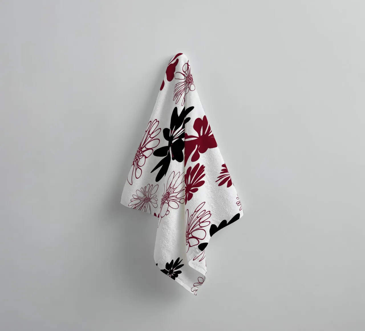 Bloom Boom Colour Splash White Black Red asciugamano da bagno da Kate Westworth