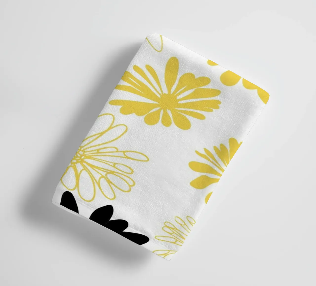 Bloom Boom Colour Splash White Black Yellow asciugamano da bagno da Kate Westworth