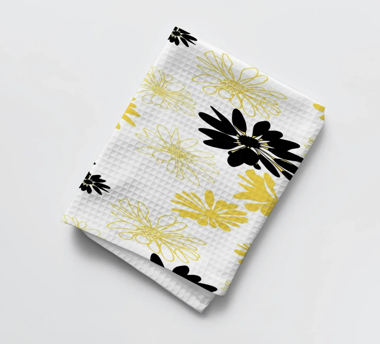 Bloom Boom Colour Splash White Black Yellow canovaccio da cucina da Kate Westworth