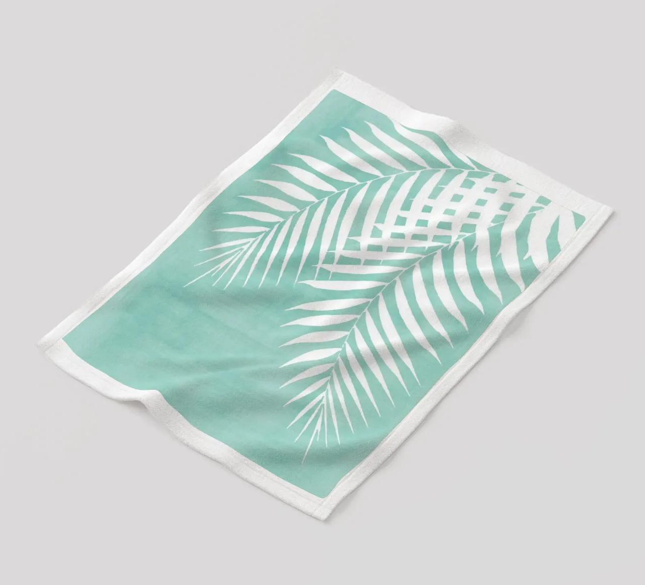 Teal Paint Strich von Palmenblättern Fleecedecke von amini54