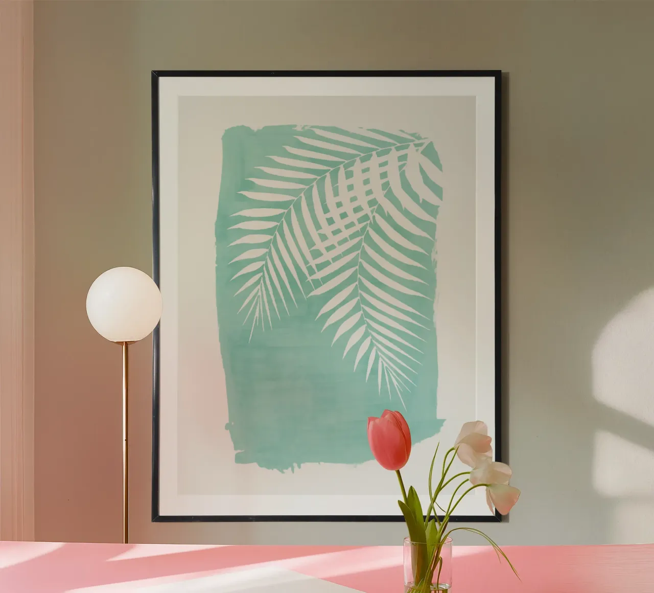 Teal Paint Strich von Palmenblättern Hahnemühle von amini54