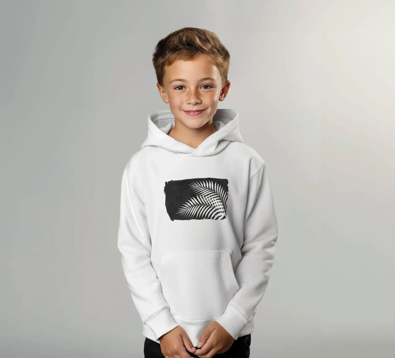 Black Paint Stroke of Palm Leaves kids hoodie by amini54
