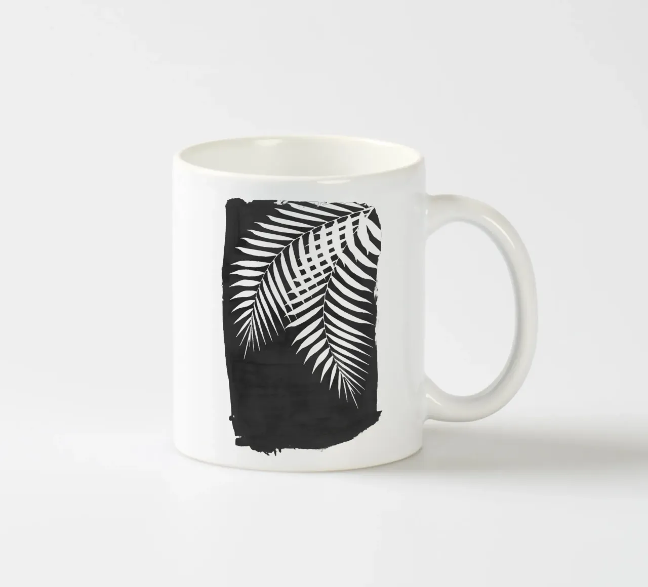 Tratto di vernice nera di foglie di palma tazza in ceramica da amini54