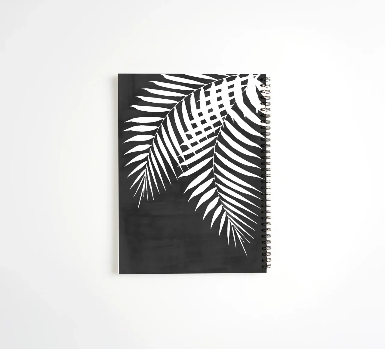 Black Paint Stroke of Palm Leaves spiral notebook by amini54