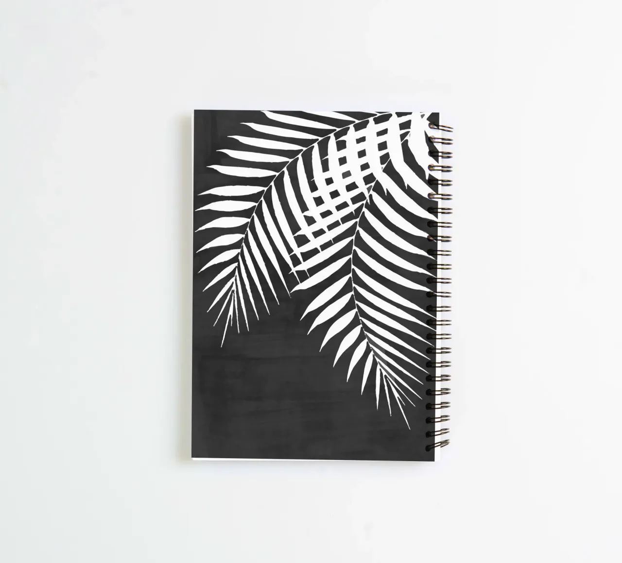 Black Paint Stroke of Palm Leaves spiral notebook by amini54