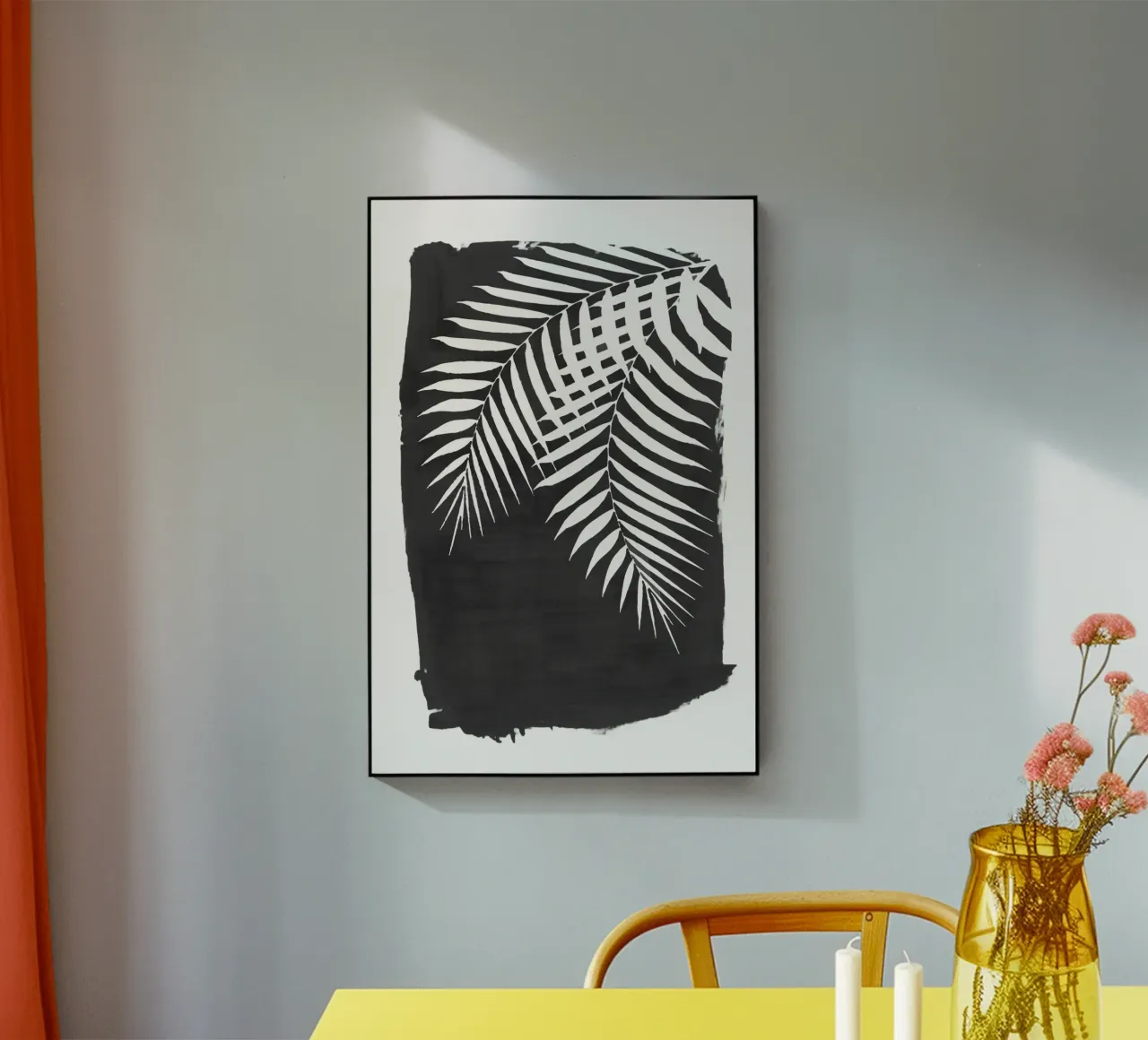 Black Paint Stroke of Palm Leaves acrylic glass by amini54