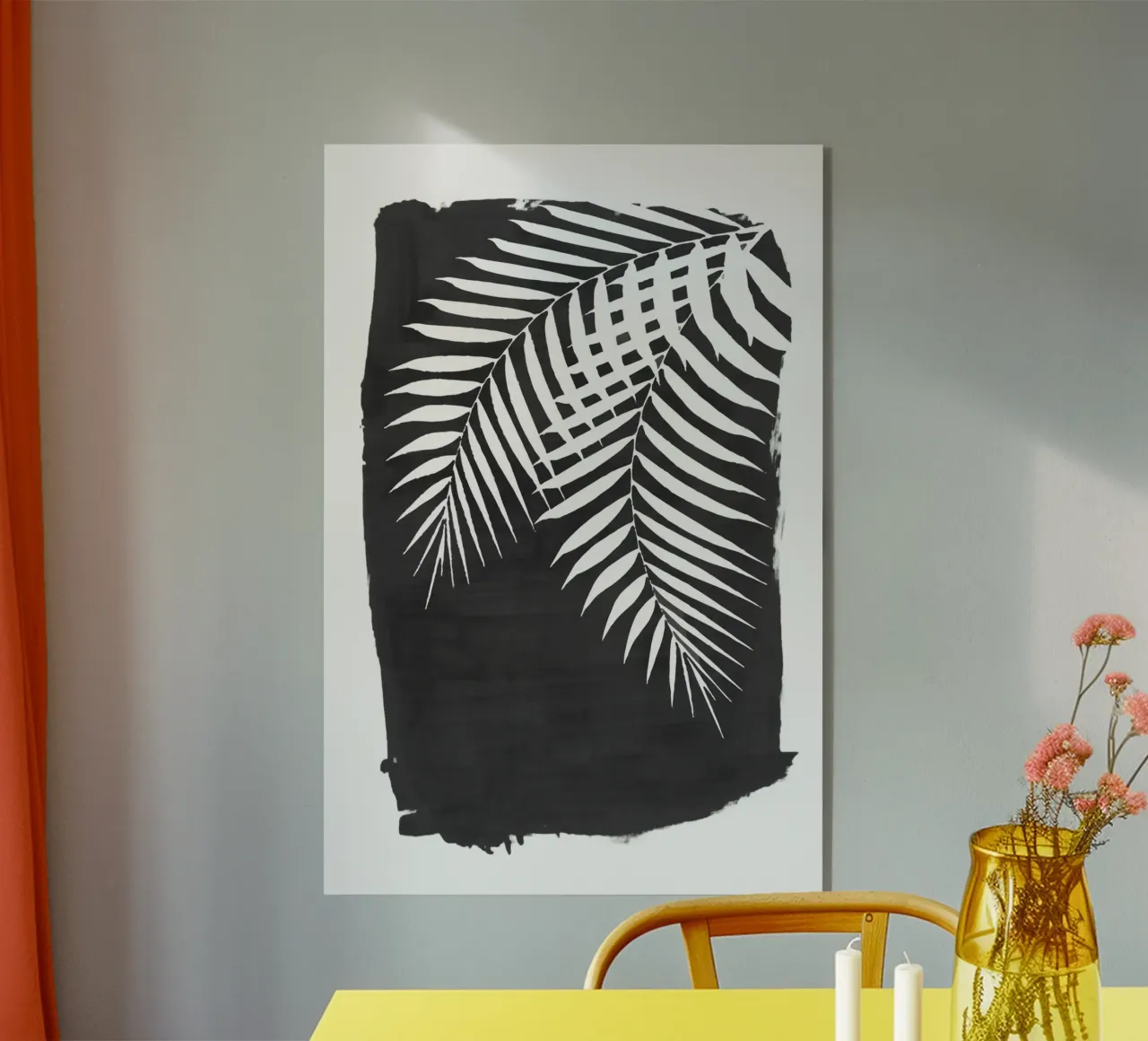 Black Paint Stroke of Palm Leaves acrylic glass by amini54