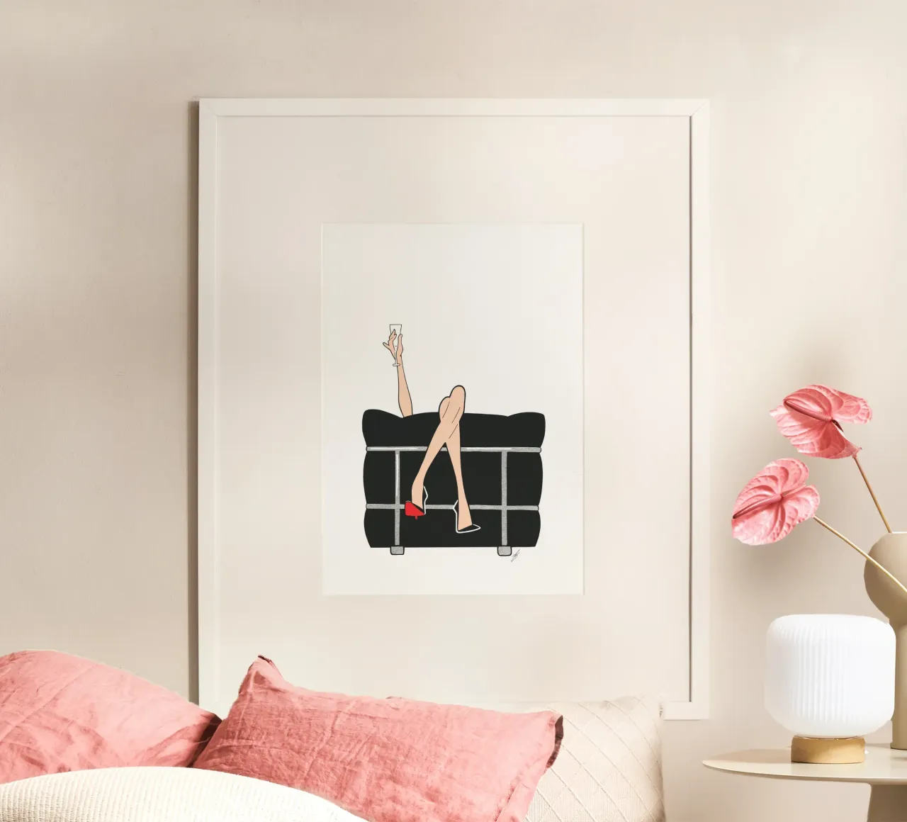 Celebrate - White poster con telaio in legno da Kate Westworth