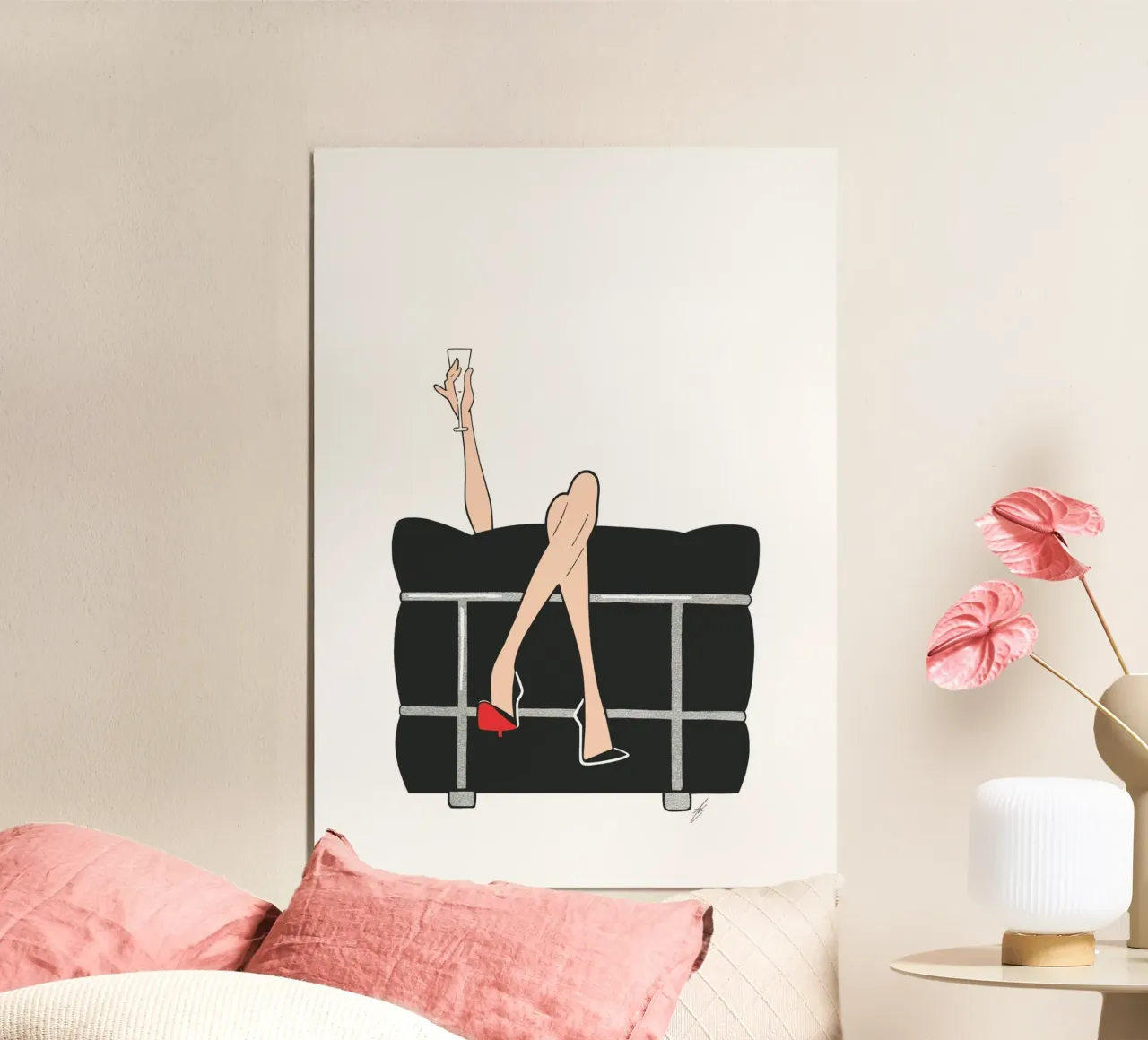Celebrate - White poster con telaio in legno da Kate Westworth