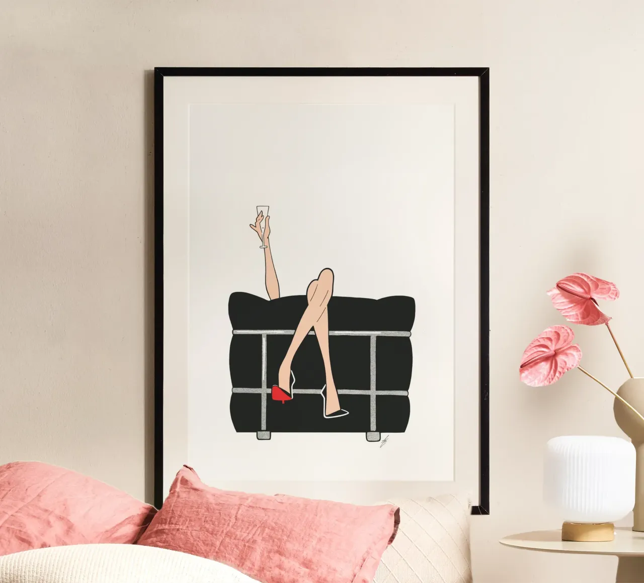 Celebrate - White poster con telaio in legno da Kate Westworth