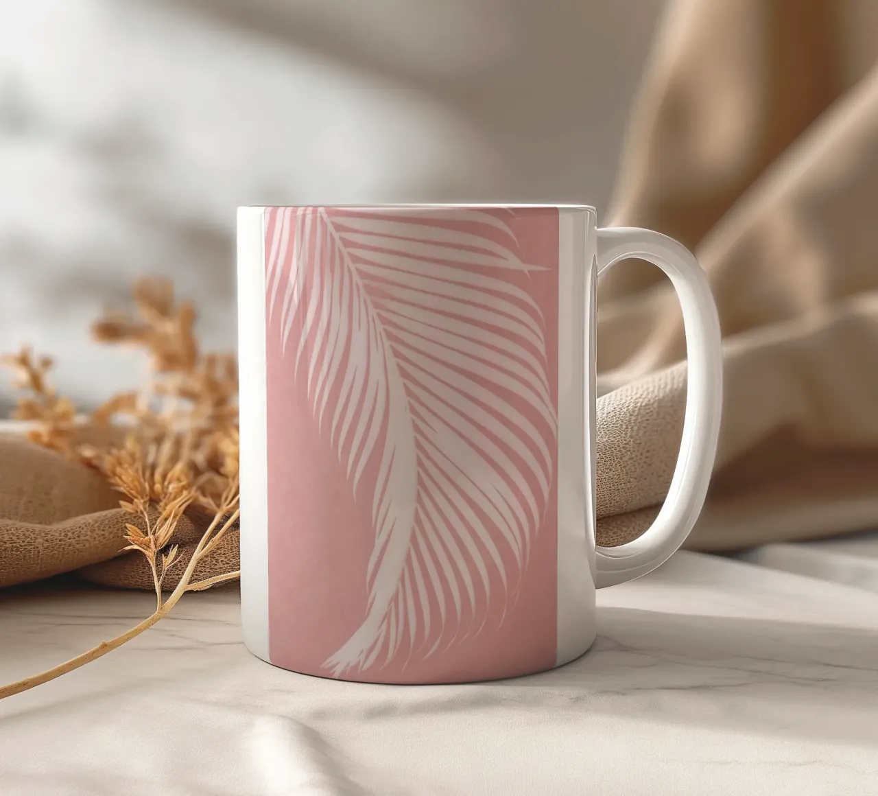 Foglie di palma rosa I tazza in ceramica da amini54