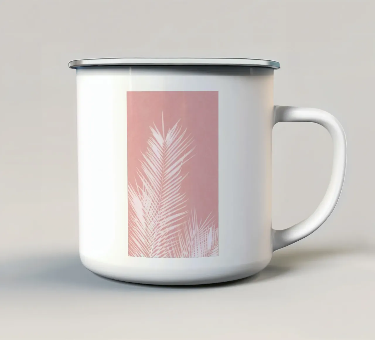 Foglie di palma rosa II tazza in smalto da amini54