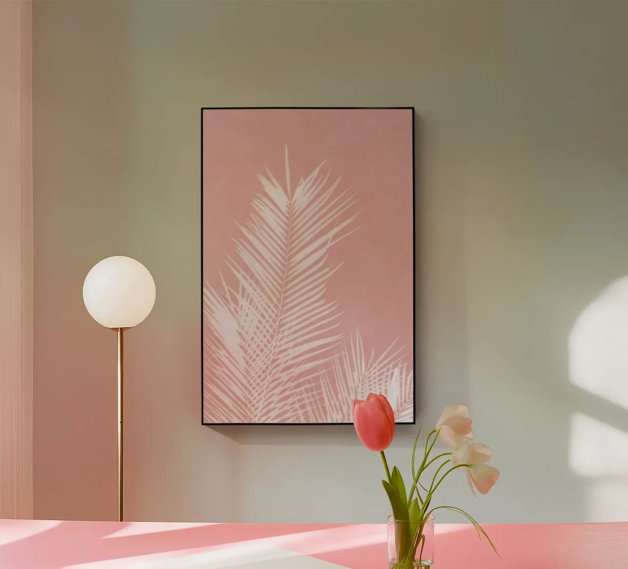 Foglie di palma rosa II plexiglass da amini54