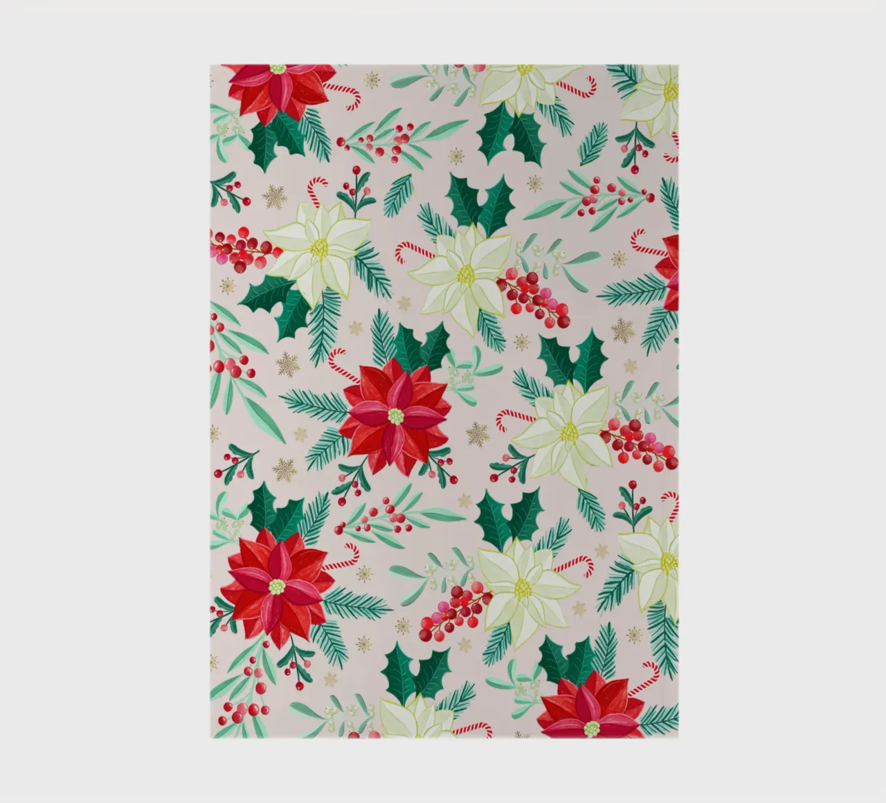Christmas pattern with poinsettias and winter botanicals notebook by CalliLetters
