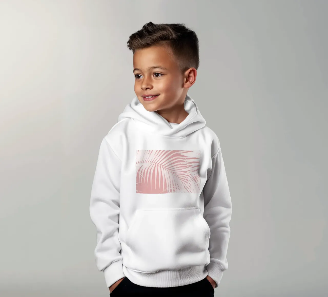 Hojas de palmera rosa IV sudadera con capucha para niño de amini54