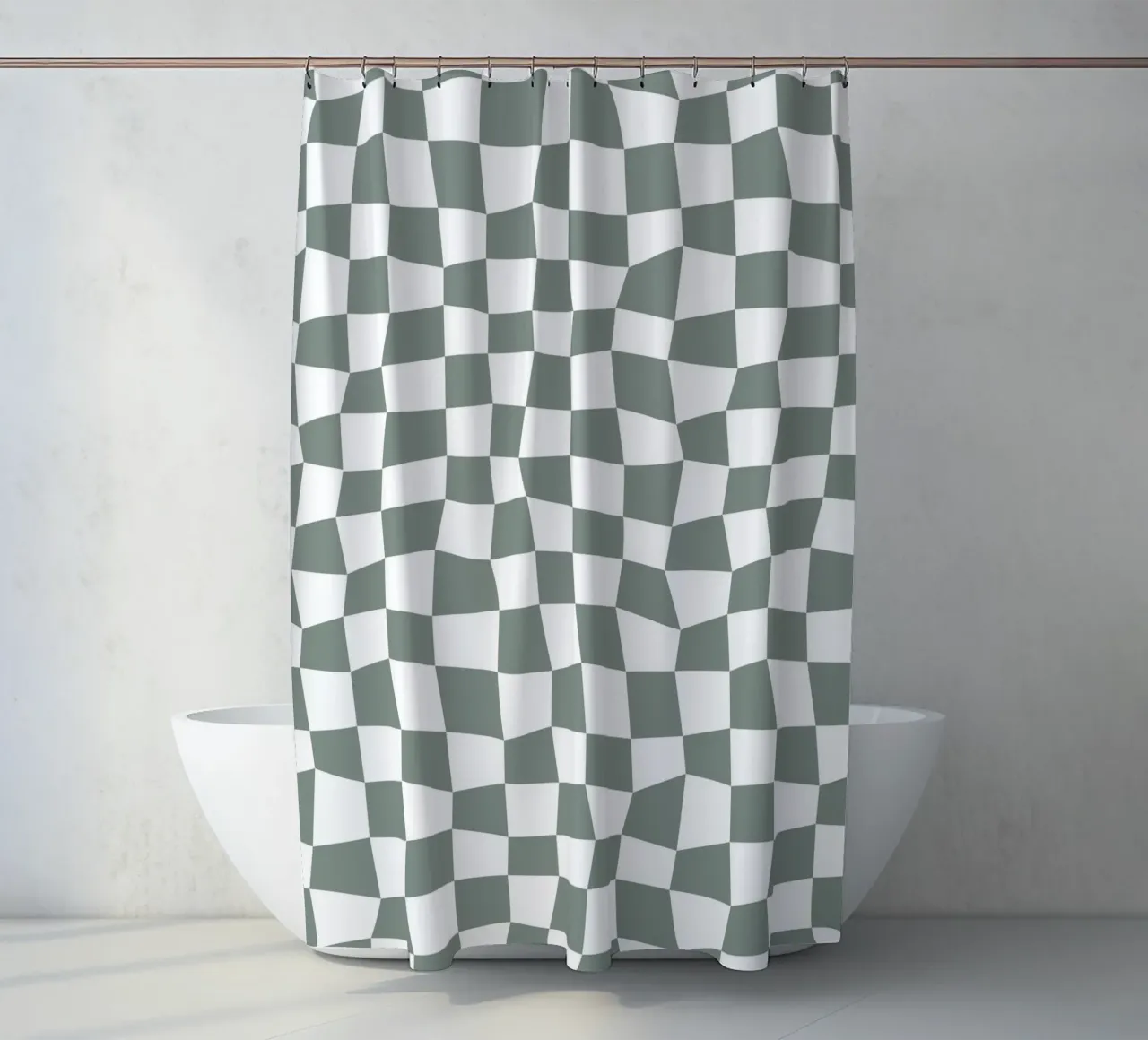 Checker Board Green tenda da doccia da Kate Westworth