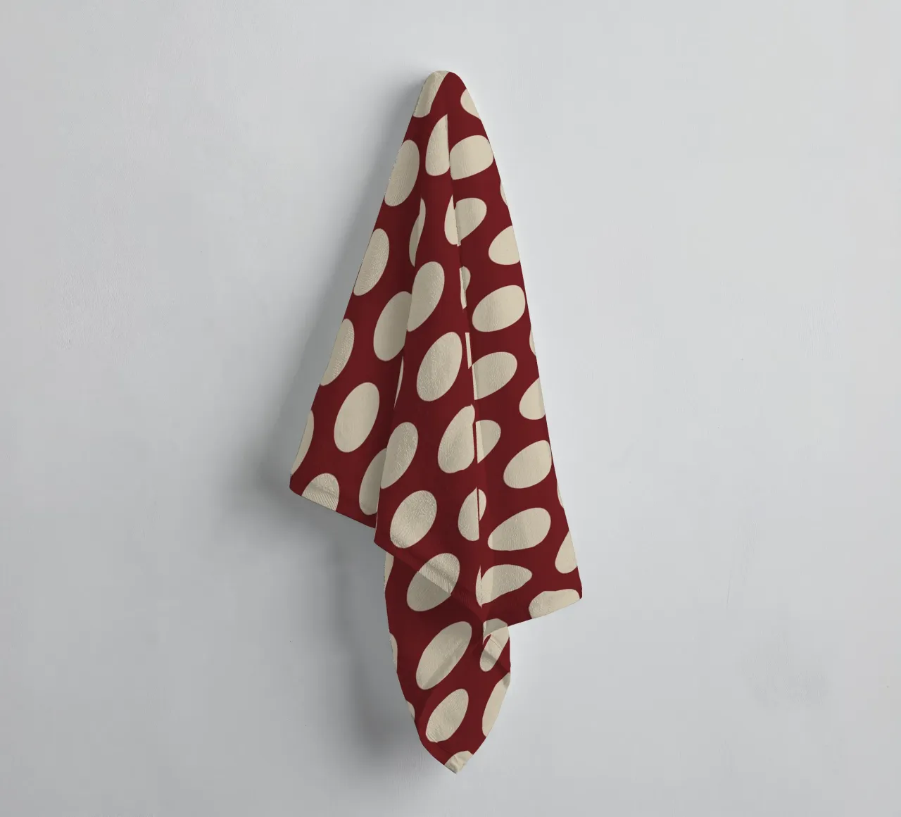 Polka Dots Red Beige towel by Kate Westworth
