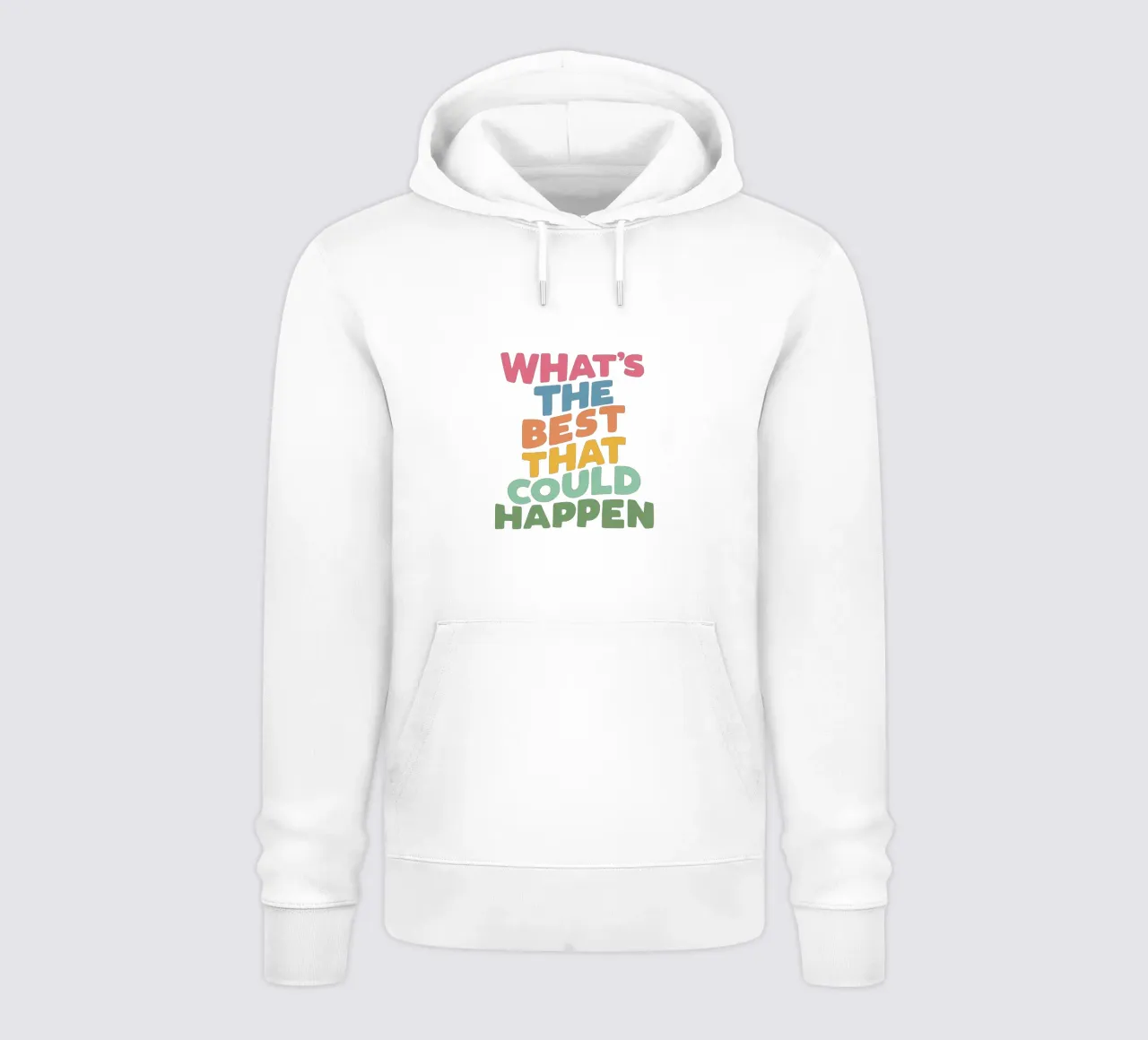 Qual è il meglio che possa accadere Design tipografico colorato felpa con cappuccio da THE MOTIVATED TYPE