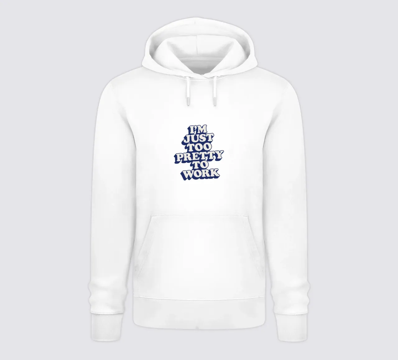 I'm Just Too Pretty to Work Diseño tipográfico en Peach PInk sudadera con capucha de THE MOTIVATED TYPE