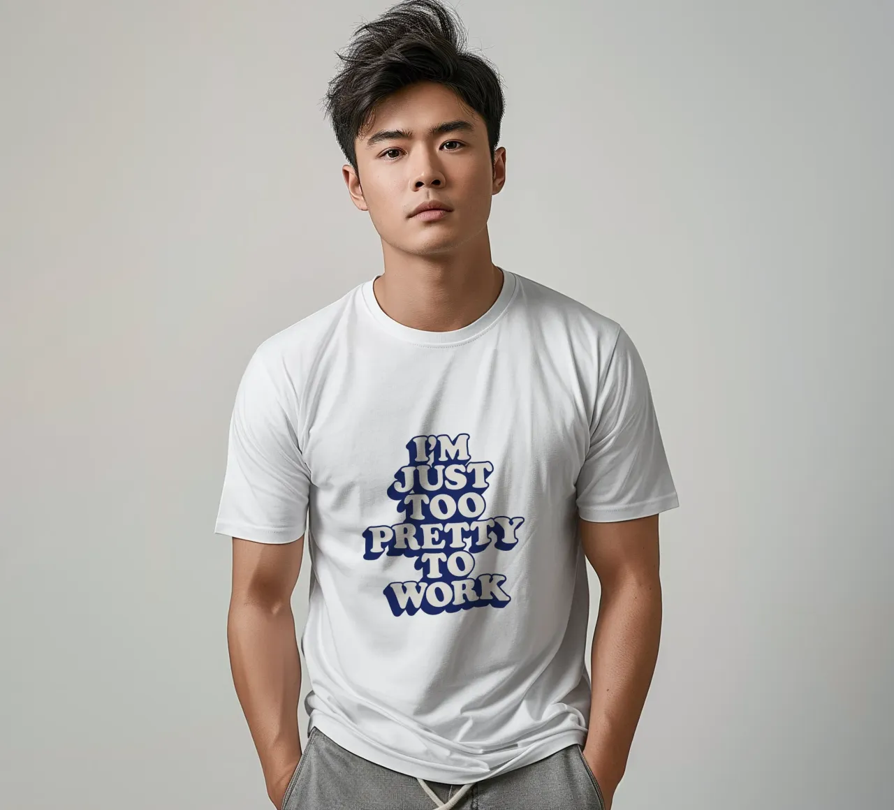 I'm Just Too Pretty to Work Diseño tipográfico en Peach PInk camiseta de THE MOTIVATED TYPE