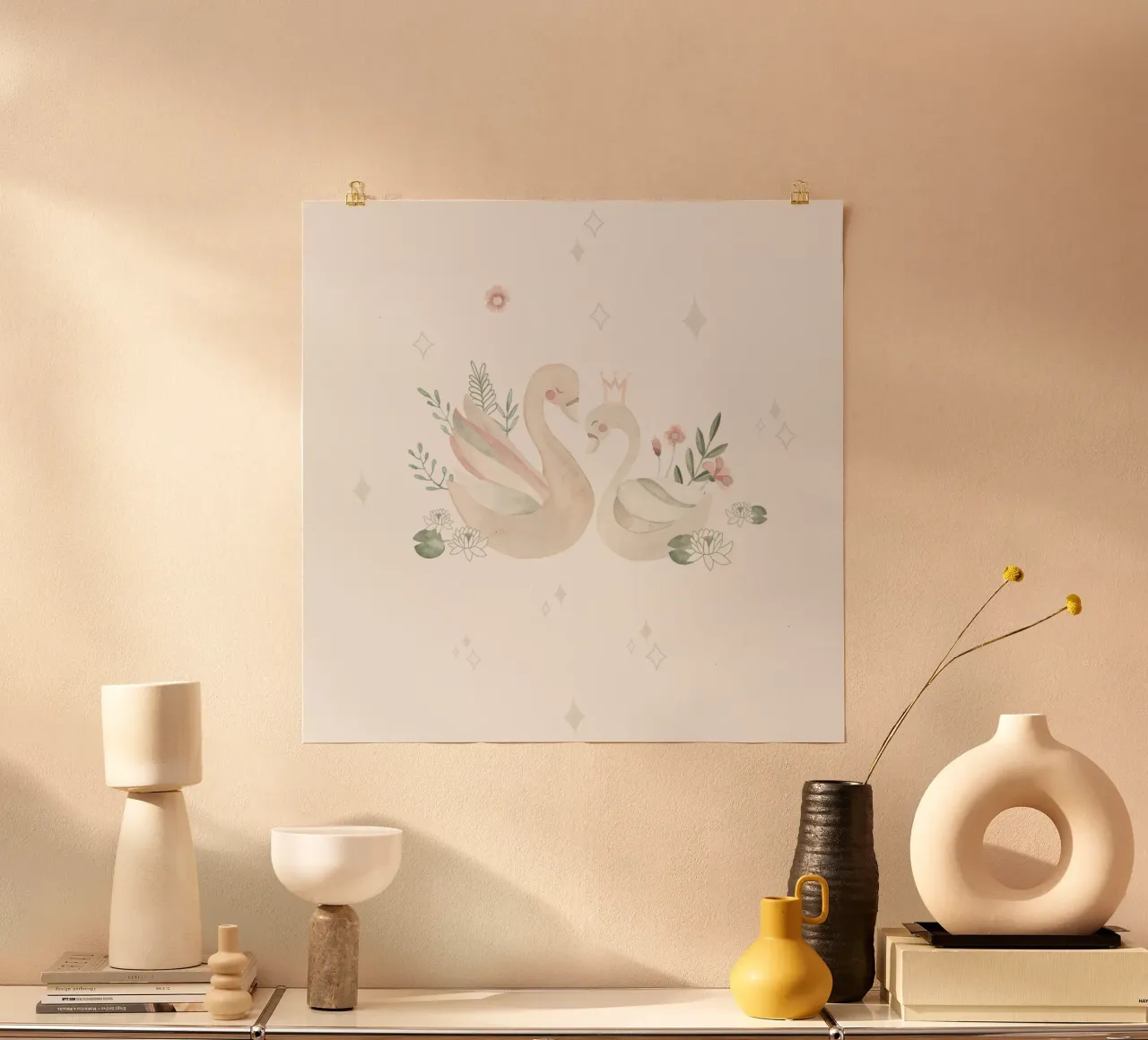Il lago dei cigni poster con telaio in plastica da Sabrina Ziegenhorn