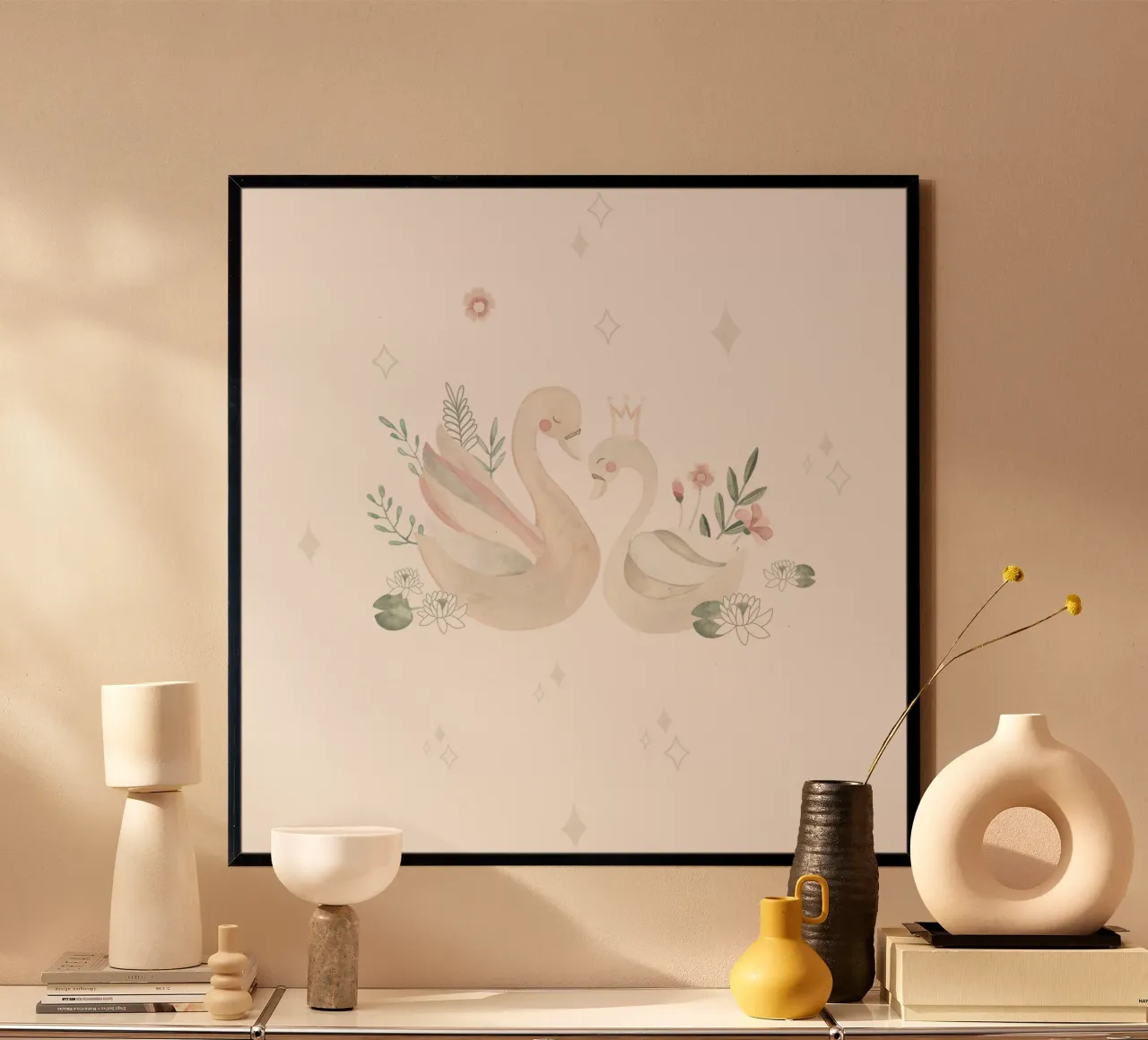 Il lago dei cigni poster con telaio in plastica da Sabrina Ziegenhorn