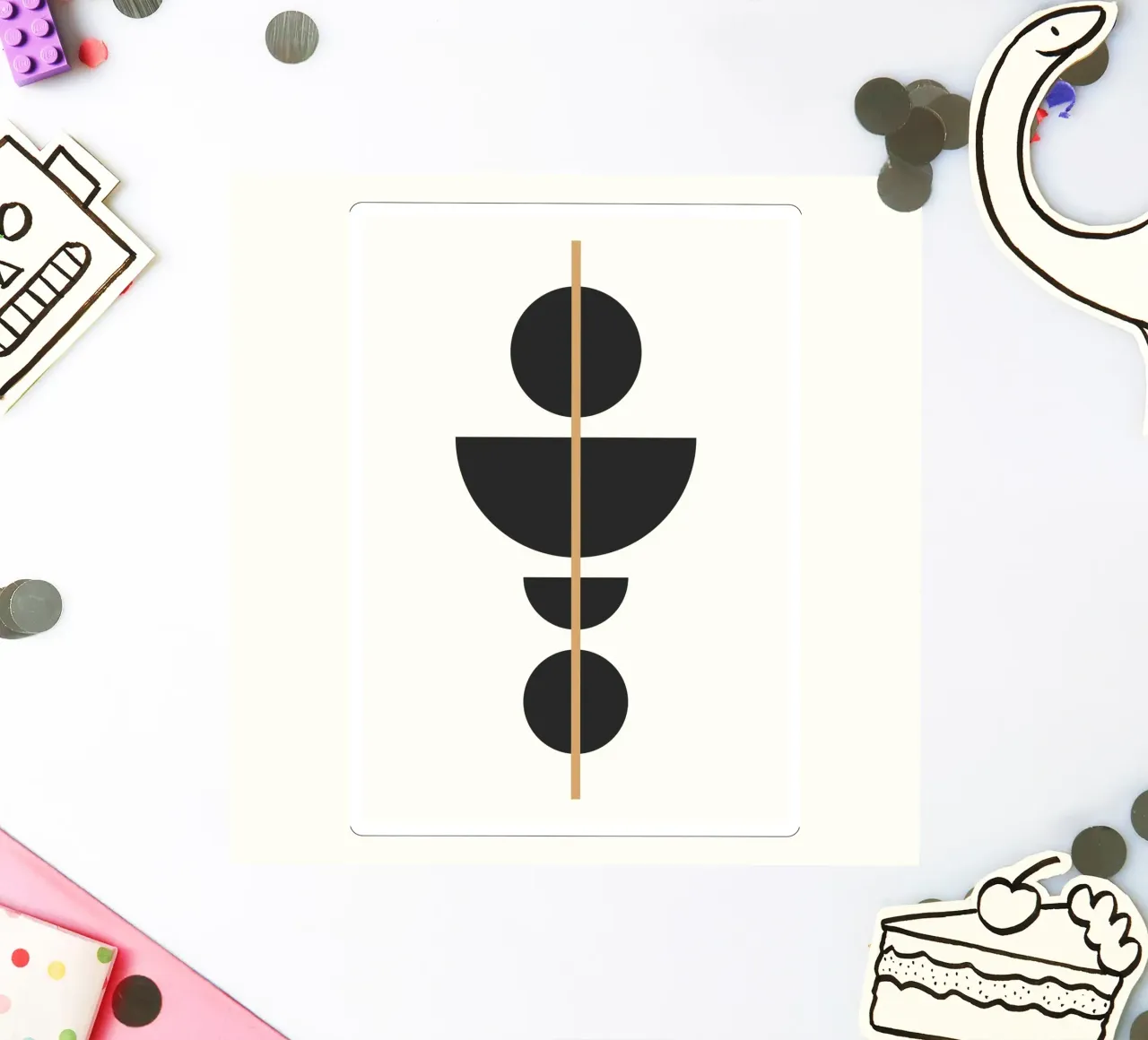 Astratto Boho metà secolo Pattern 05 adesivo da Paigaam Studio