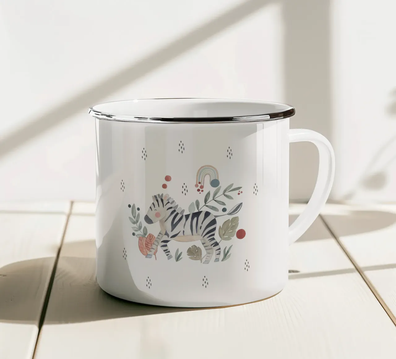 Zoe Zebra enamel mug by Sabrina Ziegenhorn