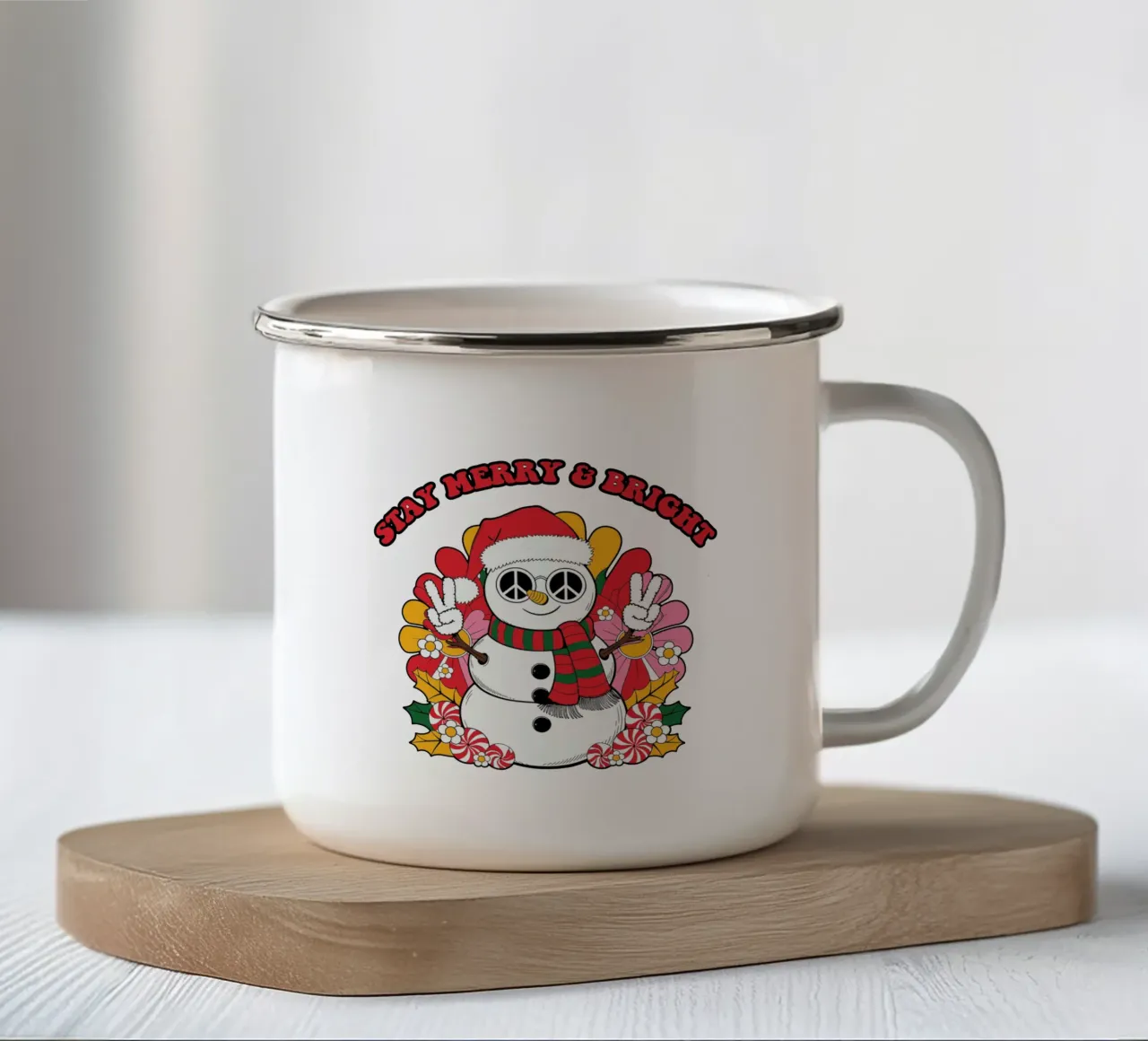 Stay Merry & Bright tazza in smalto da edsonramosart