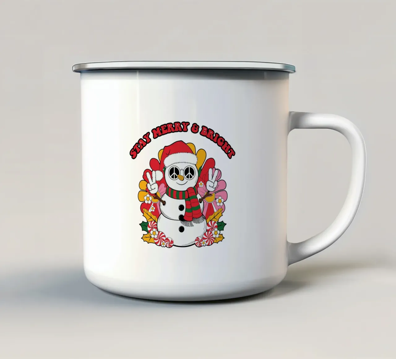 Stay Merry & Bright tazza in smalto da edsonramosart