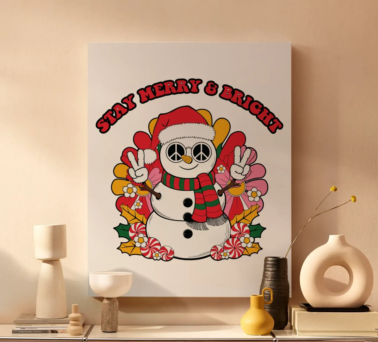Stay Merry & Bright tela con Cornice a cassetta da edsonramosart