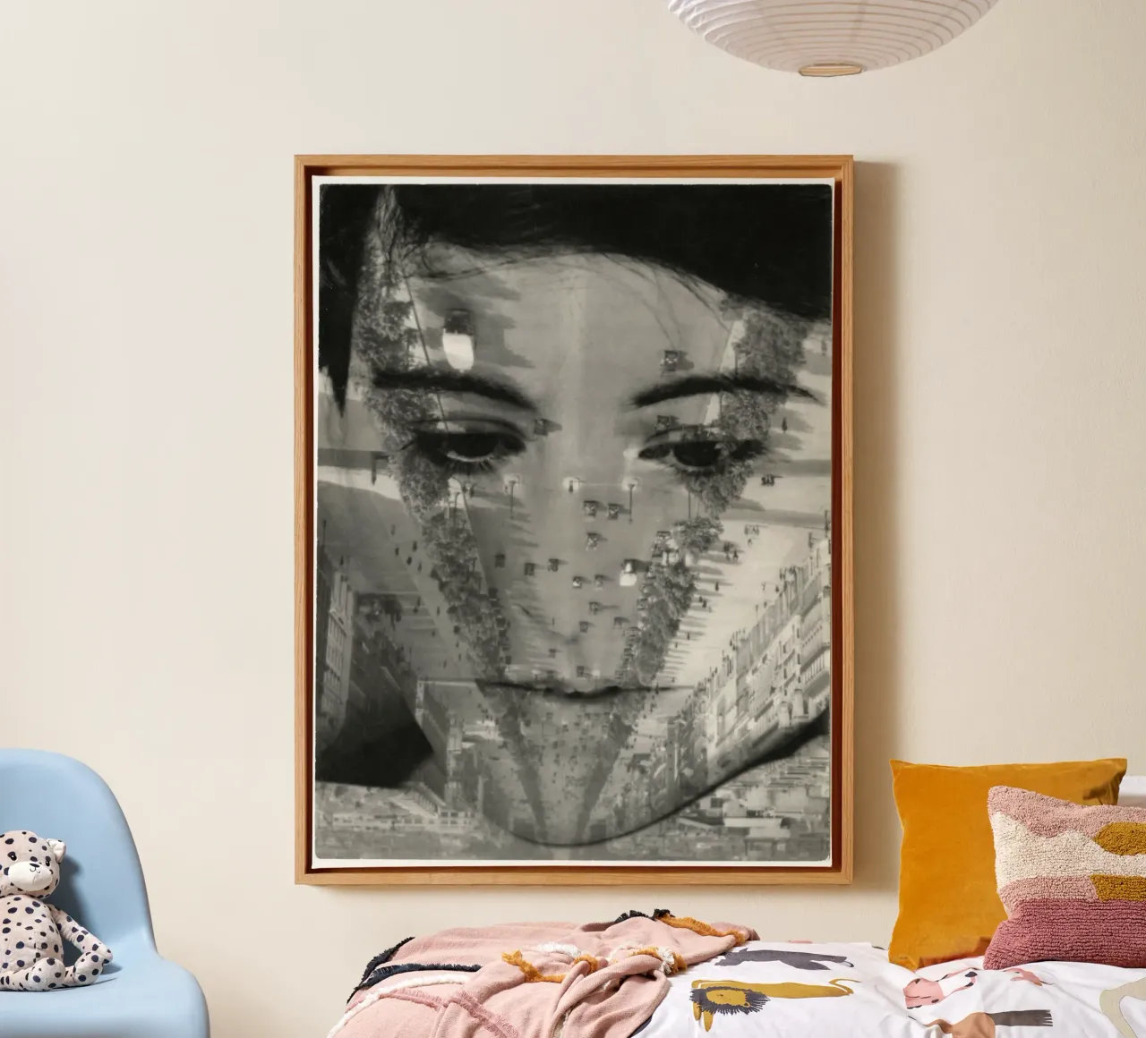 Aenne Biermann - Portrait with Champs-Élyseés canvas with Floater frame by ARTOTHEK