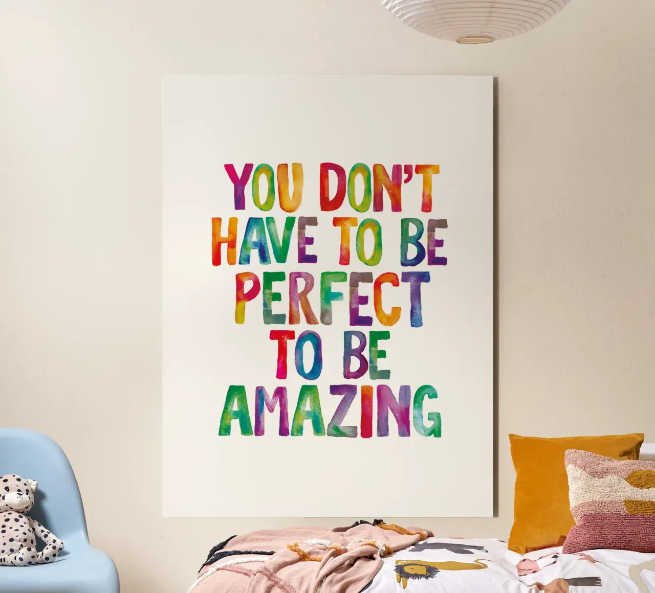 Man muss nicht perfekt sein, um erstaunlich zu sein Regenbogen Design Alu-Dibond von THE MOTIVATED TYPE