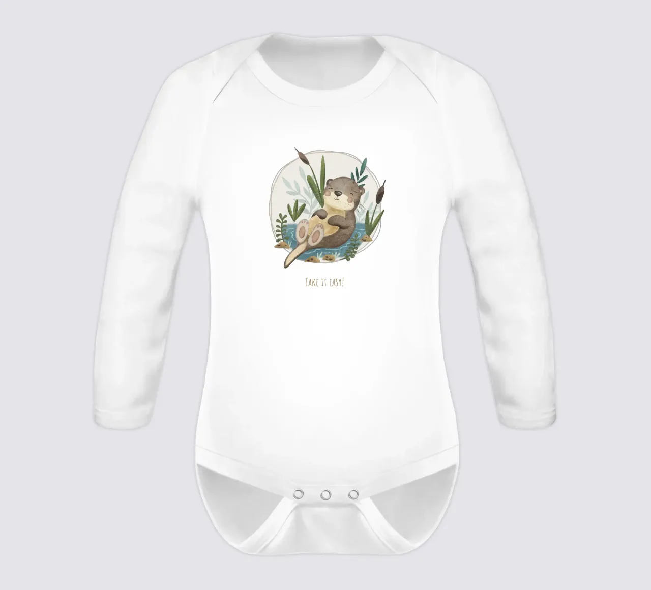 Otto Otter long-sleeve baby romper by Sabrina Ziegenhorn