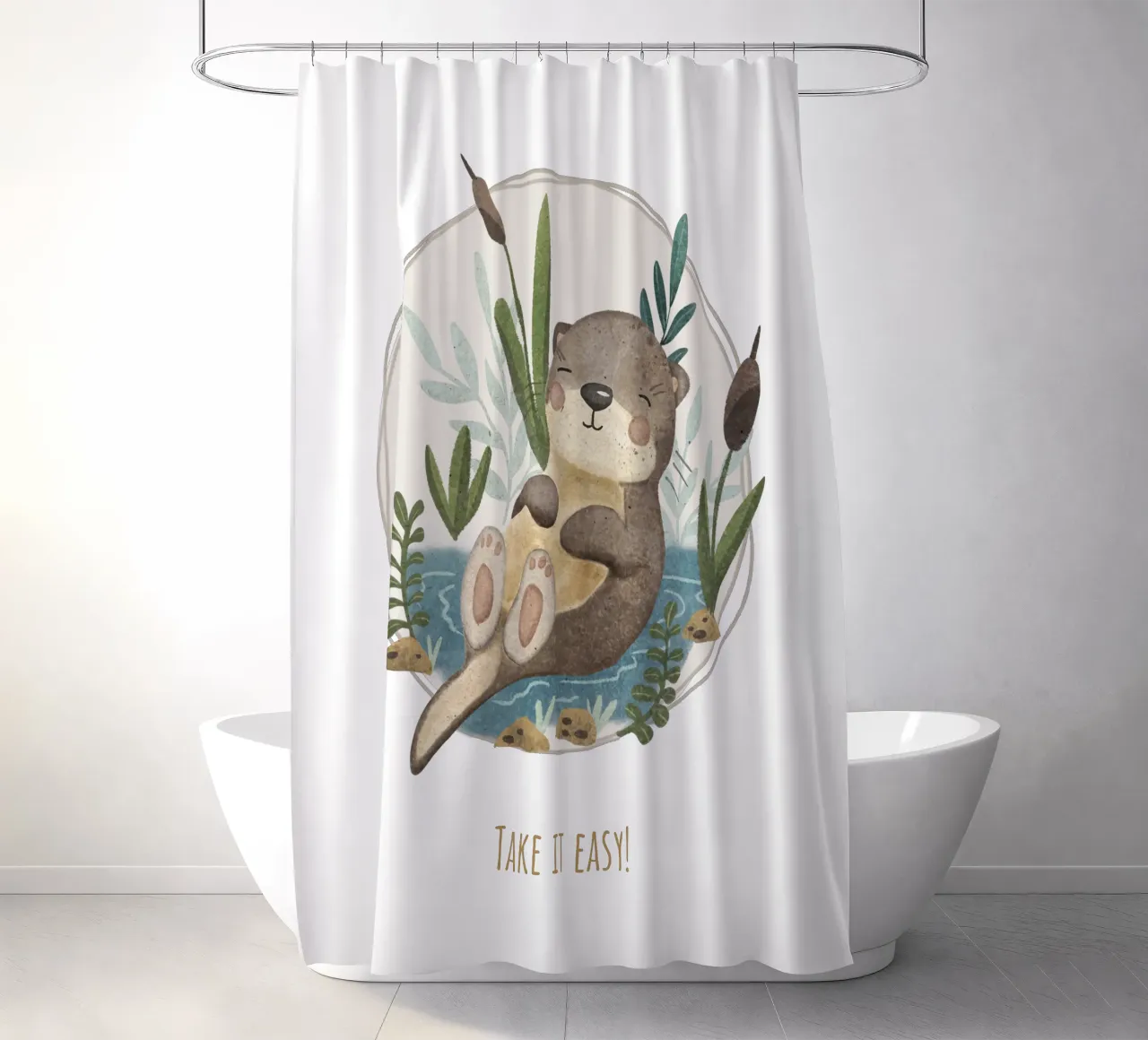 Otto Otter shower curtain by Sabrina Ziegenhorn