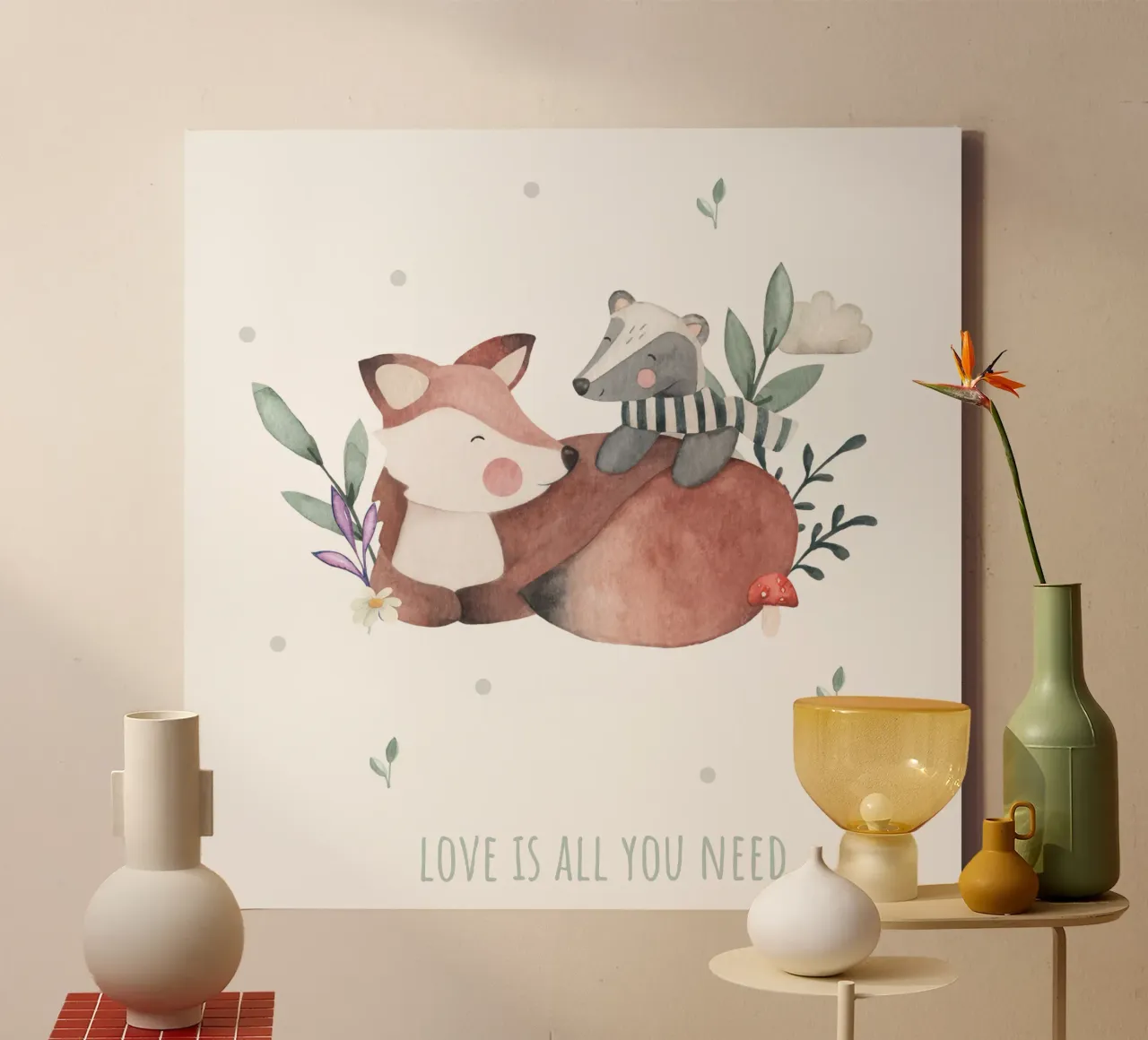 Fox & Badger canvas by Sabrina Ziegenhorn