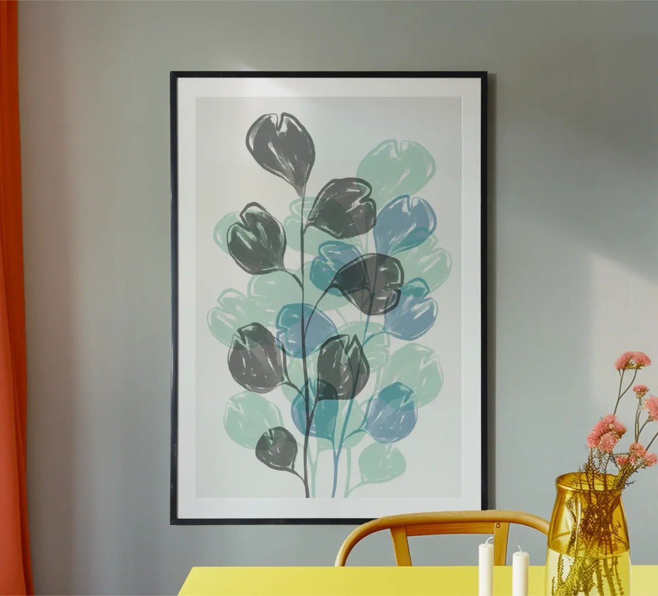 Foglie piatte blu poster da Martina