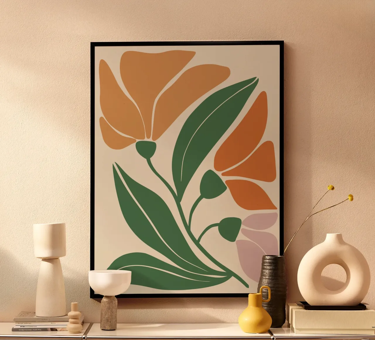 Three Flowers modern and minimalist carta hahnemühle da LisaArtes