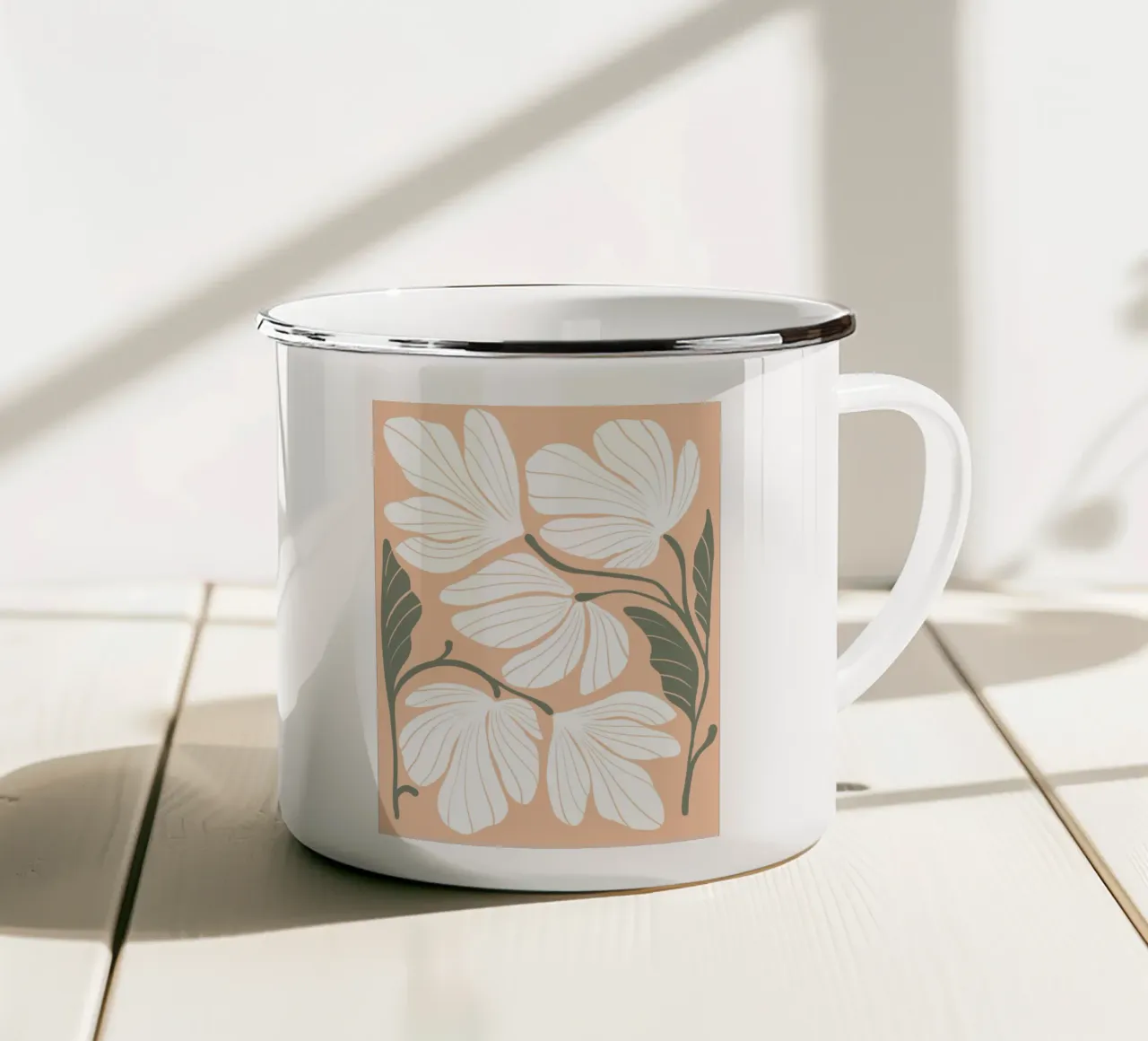 White flowers tazza in smalto da LisaArtes