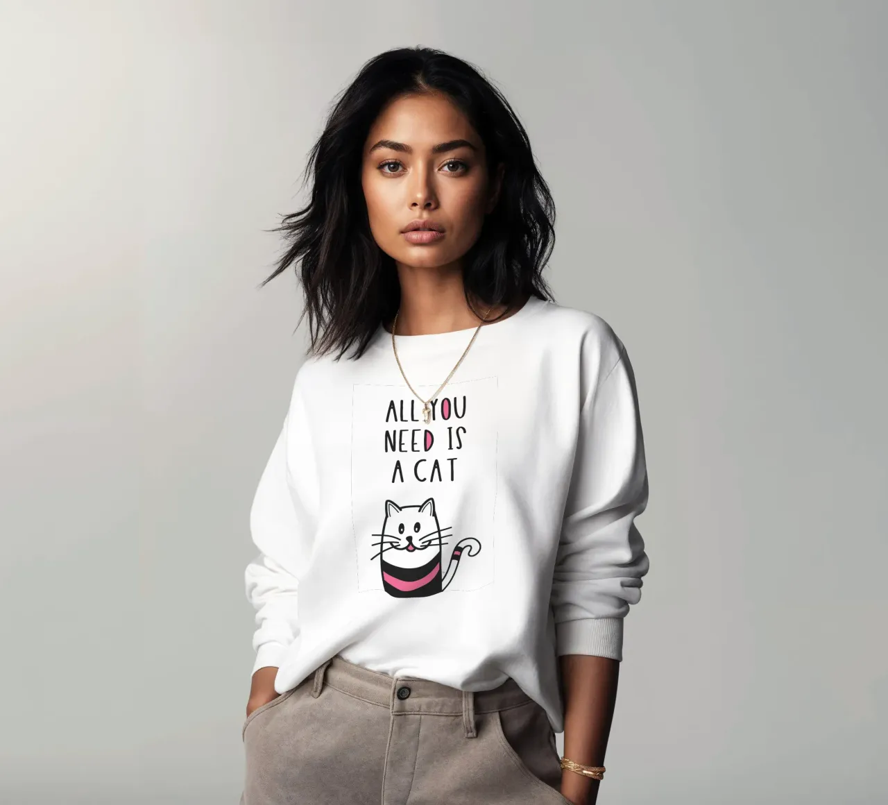 Alles wat je nodig hebt is een kattenquote sweatshirt van Martina