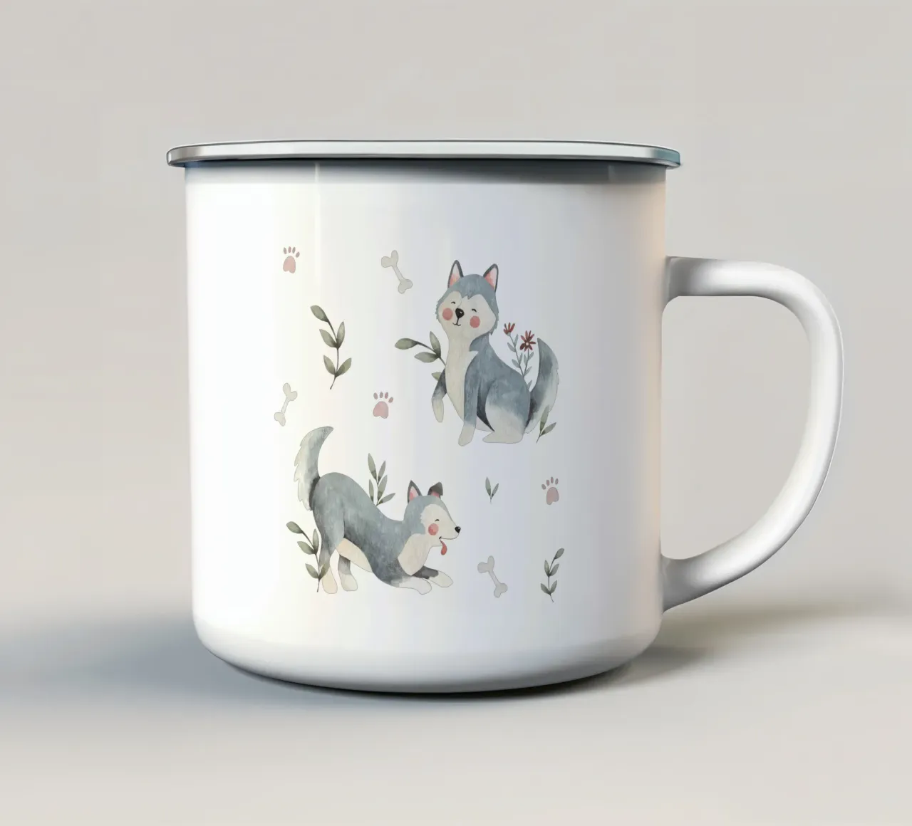 Huskies tazza in smalto da Sabrina Ziegenhorn
