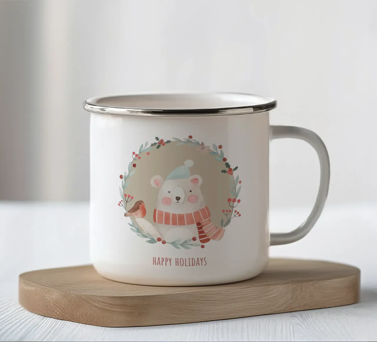Happy holidays tazza in smalto da Sabrina Ziegenhorn