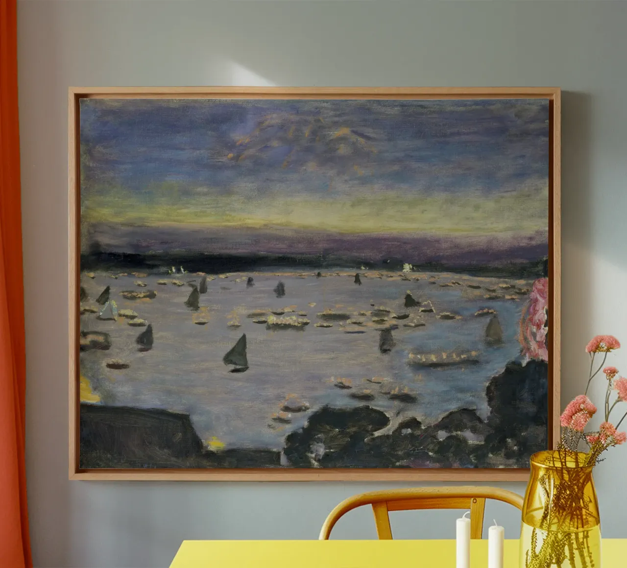 Bonnard - Regata con i lampioni sull'Alster tela con Cornice a cassetta da ARTOTHEK