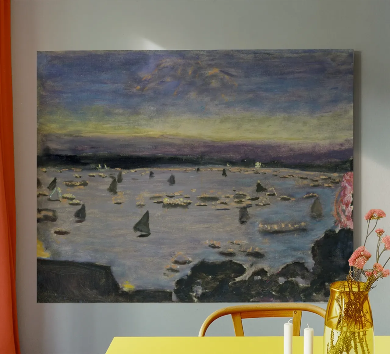 Bonnard - Regata con i lampioni sull'Alster tela con Cornice a cassetta da ARTOTHEK