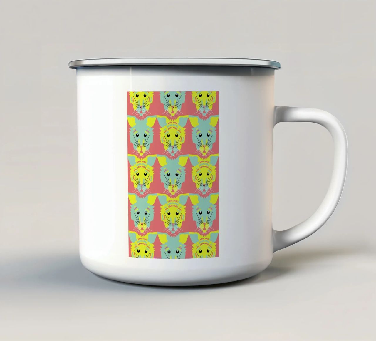 Litters of Kitten tazza in smalto da Gareth Pollock Design