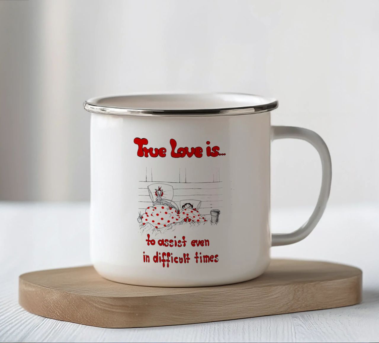True Love is to assist even in difficult times tazza in smalto da Pferdemädchen