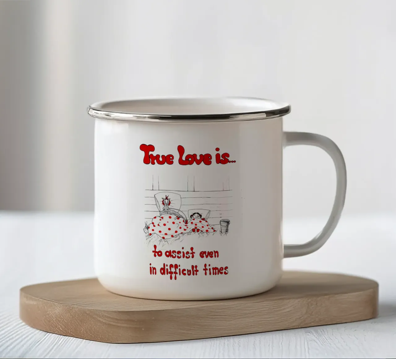 True Love is to assist even in difficult times tazza in smalto da Pferdemädchen