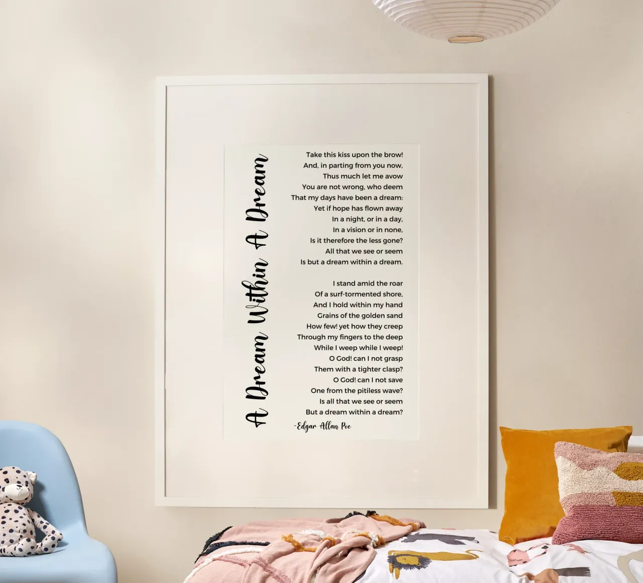 A Dream Within A Dream Poem by Edgar Allan Poe poster con telaio in plastica da Shark Printables